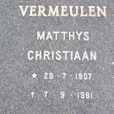 VERMEULEN Matthys Christiaan 1907-1981