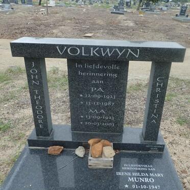 VOLKWYN John Theodore 1923-1987 & Christina 1923-2003 :: MUNRO Irene Hilda Mary 1947-2021_1