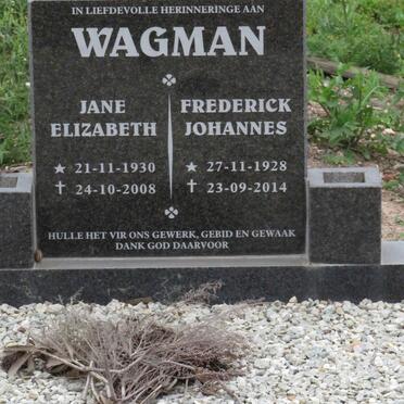 WAGMAN Frederick Johannes 1928-2014 & Jane Elizabeth 1930-2008
