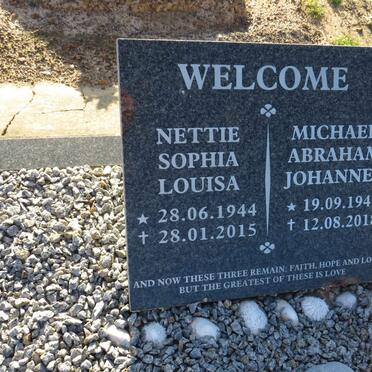 WELCOME Michael Abraham Johannes 1947-2018 & Nettie Sophia Louisa 1944-2015