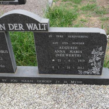 WALT Auguste Anna Maria, van der nee WERTH 1919-2012
