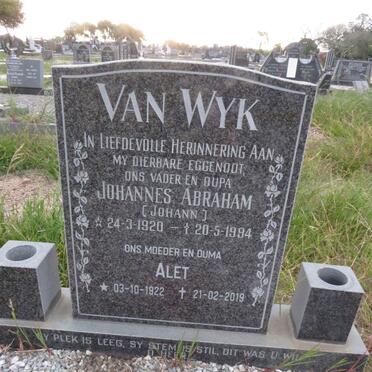 WYK Johannes Abraham, van 1920-1994 &amp; Alet 1922-2019