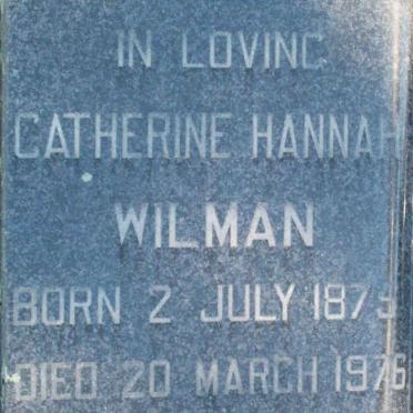 WILMAN Catherine Hannah 1875-1976