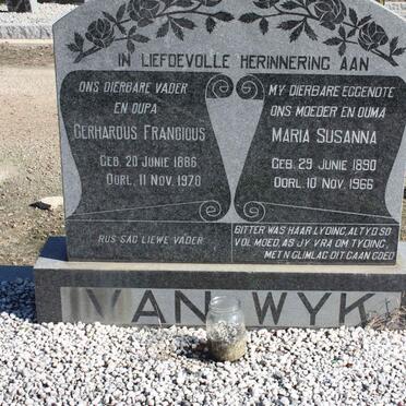 WYK Gerhardus Francious, van 1886-1970 &amp; Maria Susanna 1890-1966