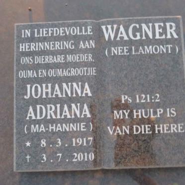 WAGNER Johanna Adriana nee LAMONT 1917-2010