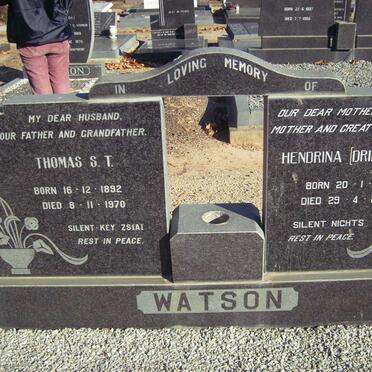 WATSON Thomas S.T. 1892-1970 &amp; Hendrina M.K. 1905-2001