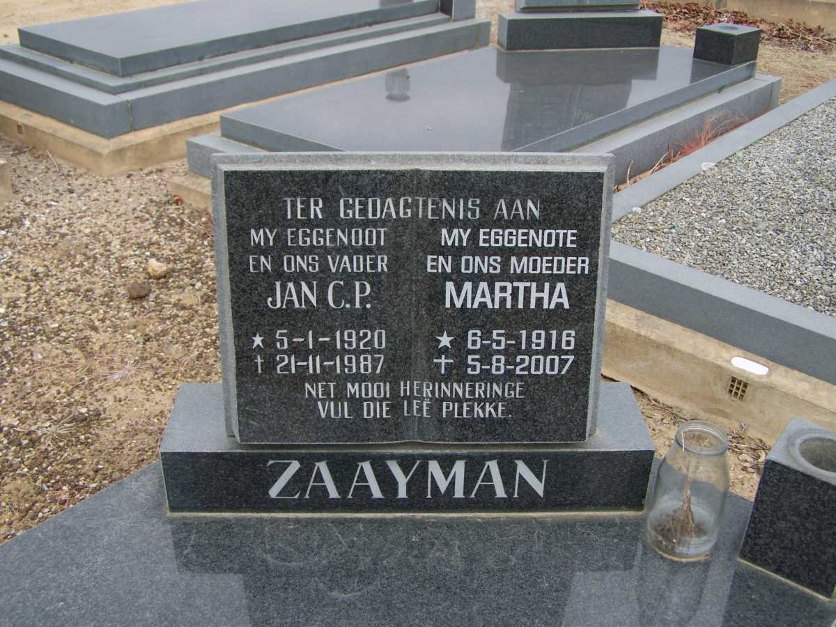 ZAAYMAN Jan C.P. 1920-1987 &amp; Martha 1916-2007