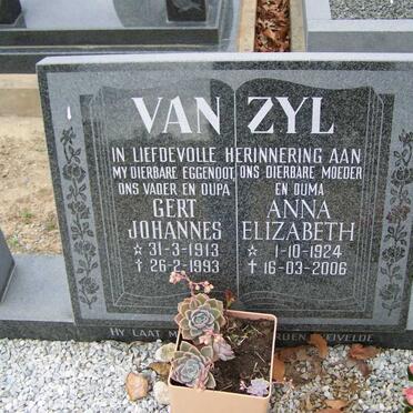 ZYL Gert Johannes, van 1013-1993 &amp; Anna Elizabeth 1924-2006