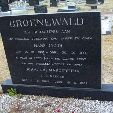 GROENEWALD Hans Jacob 1910-1973 &amp; Johanna Margeretha KRUGER 1908-1982