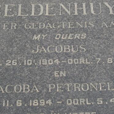 GELDENHUYS Jacobus 1904-1962 &amp; Jacoba Petronella 1894-1967