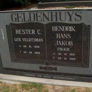 GELDENHUYS Hendrik Hans Jakob 1919-1989 &amp; Hester C. VELDTSMAN 1926-1999