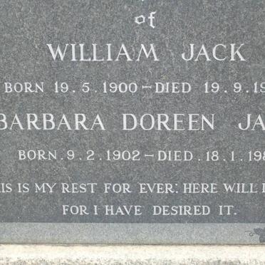 JACK William 1900-1958 &amp; Barbara Doreen 1902-1989