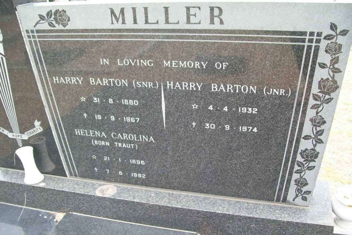 MILLER Harry Barton 1880-1967 &amp; Helena Carolina  TRAUT 1896-1982 :: MILLER Harry Barton 1932-1974