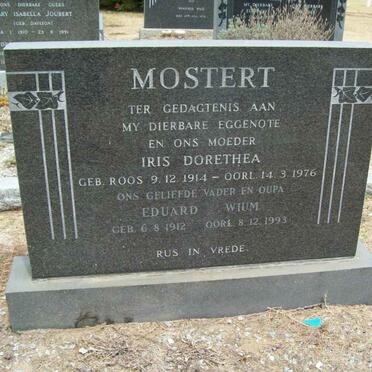 MOSTERT Eduard Wium 1912-1992 &amp; Iris Dorethea 1914-1976