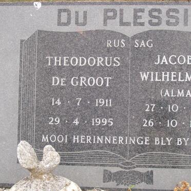 PLESSIS Theodorus de Groot, du 1911-1995 &amp; Jacoba Wilhelmina 1917-1986