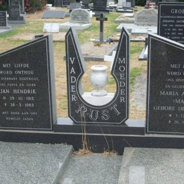 RUST Jan Hendrik 1915-1983 &amp; Maria Alettha DE VILLIERS 1919-2001