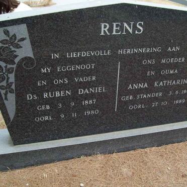 RENS Ruben Daniël 1887-1980 &amp; Anna Katharina STANDER 1900-1989