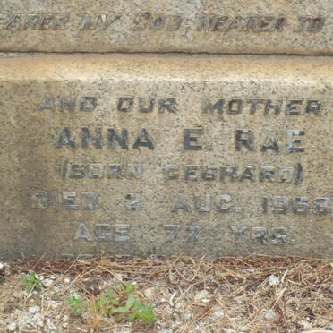 RAE Anna E. nee GEBHARD -1968