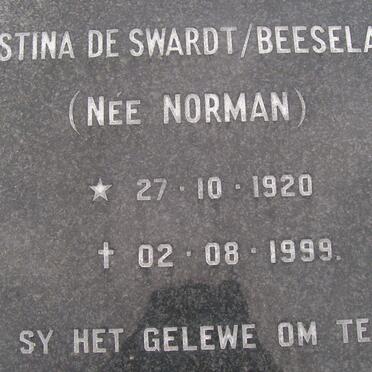 SWARDT Christina, de previously BEESELAAR nee NORMAN 1920-1999