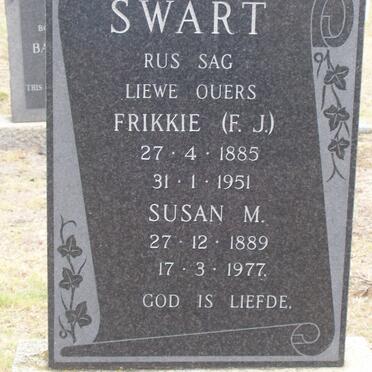 SWART F.J. 1885-1951 &amp; Susan M. 1889-1977