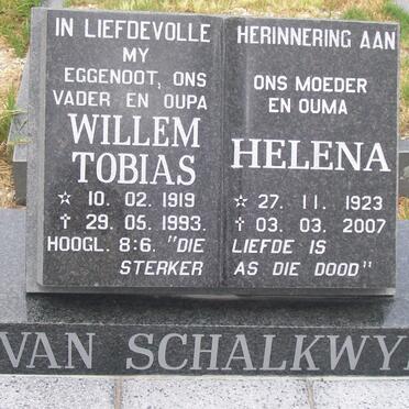 SCHALKWYK Willem Tobias, van 1919-1993 &amp; Helena 1923-2007
