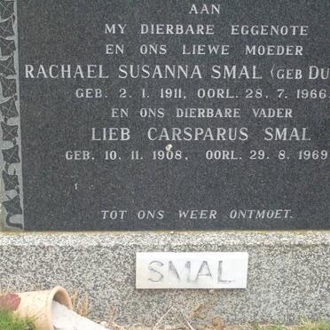 SMAL Lieb Carsparus 1908-1969 &amp; Rachael Susanna DU TOIT 1911-1966