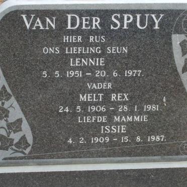 SPUY Melt Rex, van der 1906-1981 &amp; Issie 1909-1987 :: VAN DER SPUY Lennie 1951-1977