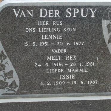 SPUY Melt Rex, van der 1906-1981 &amp; Issie 1909-1987 :: VAN DER SPUY Lennie 1951-1977