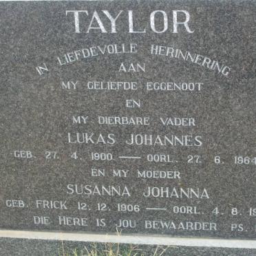 TAYLOR Lukas Johannes 1900-1964 &amp; Susanna Johanna 1906-1981