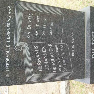 TOIT Hermanus Johannes de Milander, du 1890-1972