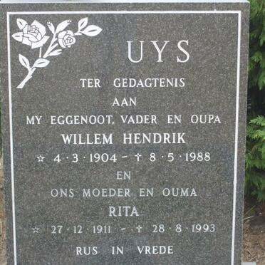 UYS Willem Hendrik 1904-1988 &amp; Rita 1911-1993