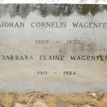 WAGENFELD Johan Cornelis 1905-1970 &amp; Barbara Elaine 1919-1984