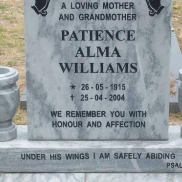 WILLIAMS Patience Alma 1915-2004