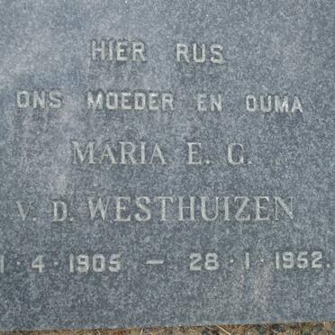 WESTHUIZEN Maria E.C., v.d. 1905-1952