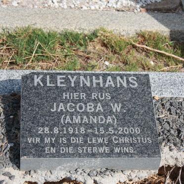 KLEYNHANS Jacoba W. 1918-2000