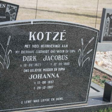 KOTZE Dirk Jacobus 1927-1995 &amp; Johanna 1937-1997
