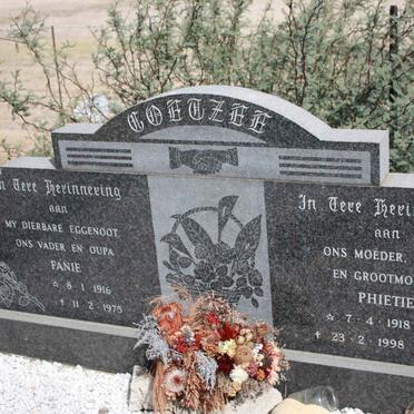 COETZEE Fanie 1916-1975 &amp; Phietie 1918-1998