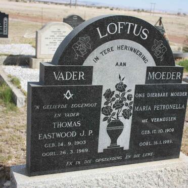 LOFTUS Thomas Eastwood J.P. 1903-1969 &amp; Maria Petronella VERMEULEN 1909-1989