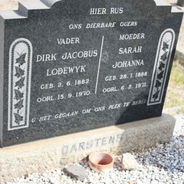CARSTENS Dirk Jacobus Lodewyk 1882-1970 &amp; Sarah Johanna 1888-1971