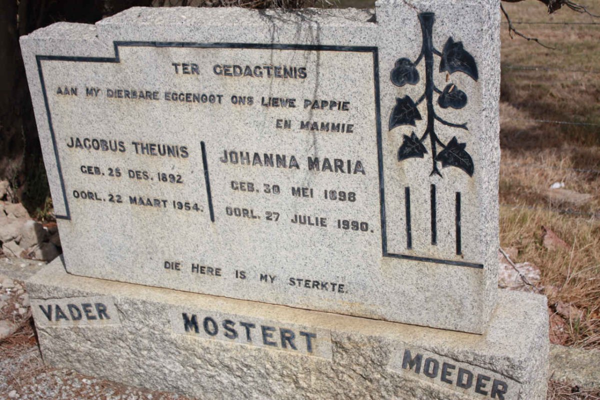 MOSTERT Jacobus Theunis 1892-1954 &amp; Johanna Maria 1898-1990