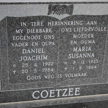 COETZEE Daniel Joachim 1922-1984 &amp; Maria Susanna 1925-1994