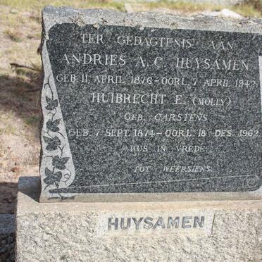 HUYSAMEN Andries A.C. 1876-1942 &amp; Huibrecht E. CARSTENS 1874-1962