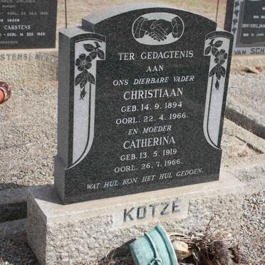 KOTZE Christiaan 1894-1966 &amp; Catherina 1919-1966 :: KOTZE Jan 1946-1998 