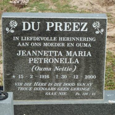 PREEZ Jeannetta Maria Petronella, du 1916-2000