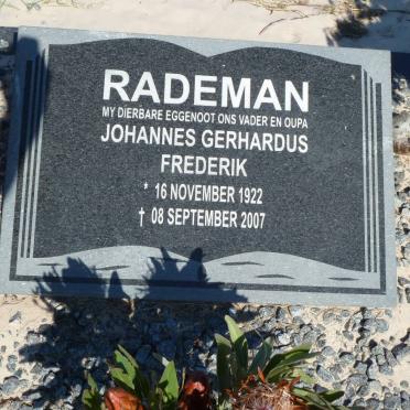 RADEMAN Johannes Gerhardus Frederik 1922-2007