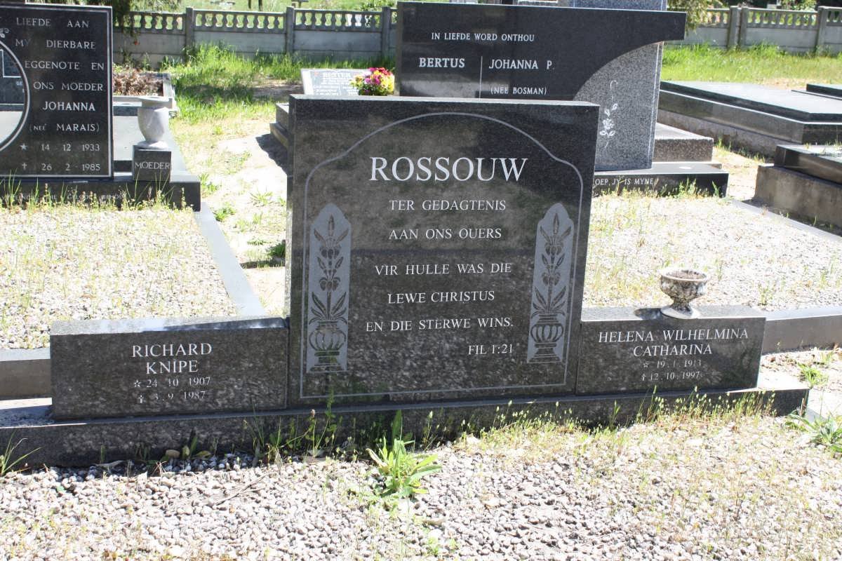 ROSSOUW Richard Knipe 1907-1987 &amp; Helena Wilhelmina Catharina 1913-1997