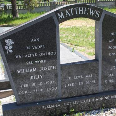 MATTHEWS William Joseph 1903-2000 &amp; Anna Johanna 1901-1988