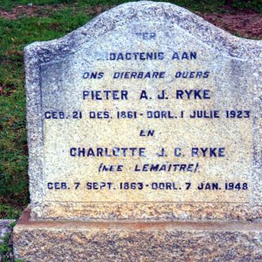 RYKE Pieter A.J. 1861-1923 &amp; Charlotte J.C. LEMAITRE 1863-1948