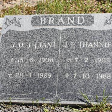 BRAND J.D.J. 1908-1989 &amp; J.P. 1909-1988