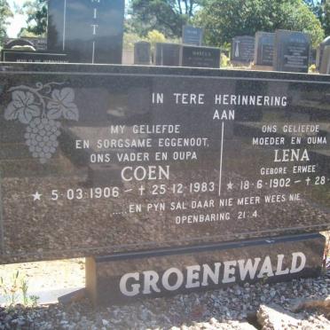 GROENEWALD Coen 1906-1983 &amp; Lena ERWEE 1902-1987